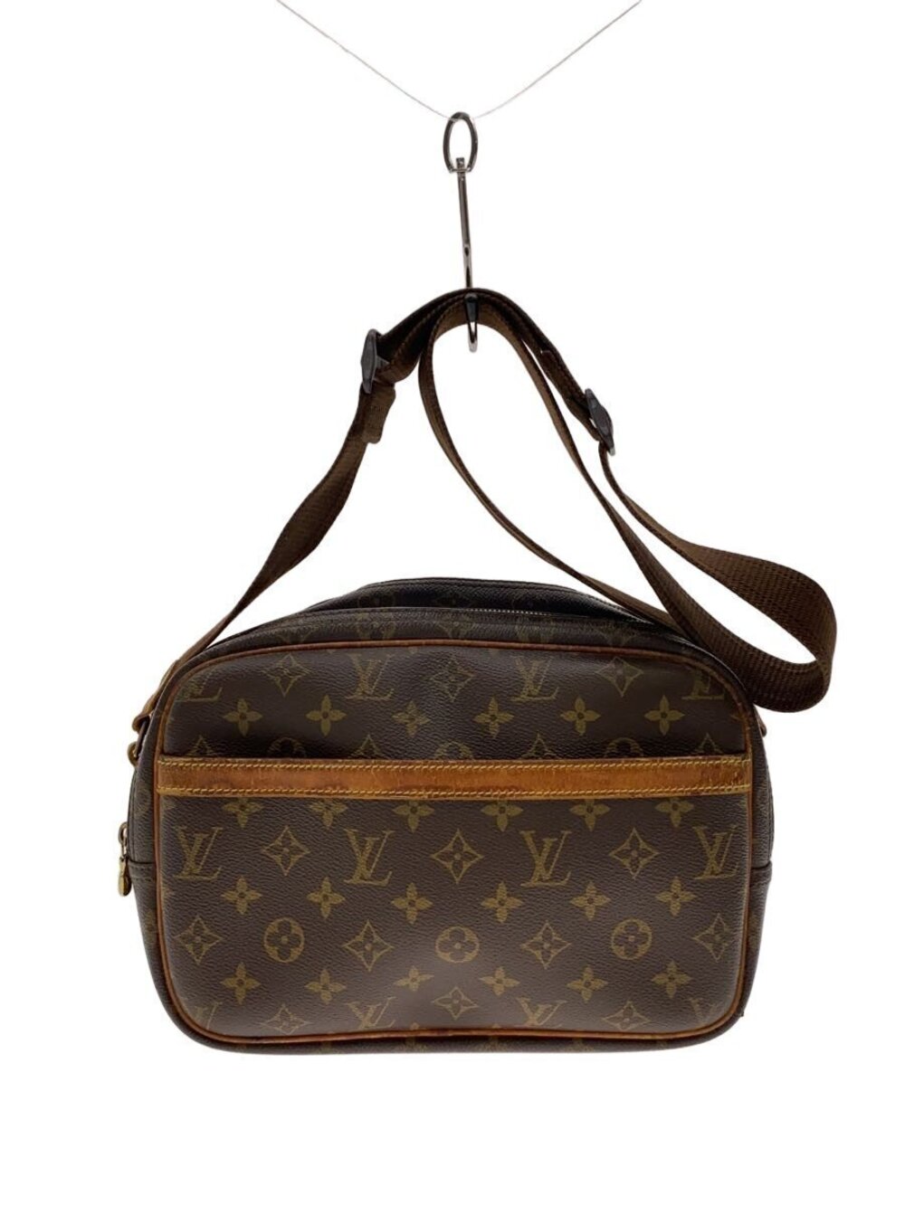 LOUIS VUITTON Reporter Damier Ebene Brown Leather Brown Monogram
